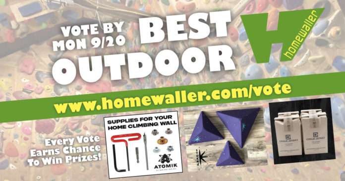 vote for the best outdoor home climbing wall by Sep 20
